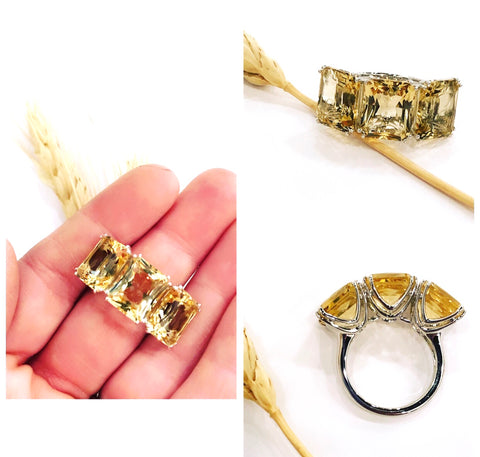 Yellow Quartz & Sterling Silver Ring