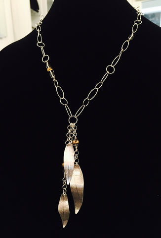 Leaf Neckpiece (silver & crystal quartz)