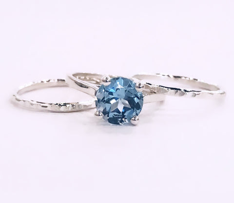 Sky Blue Topaz & Silver Stackable Set